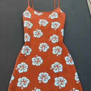 PacSun Rust and Blue Floral Knit Dress